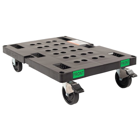 Effizient 23 in Plastic Dolly, HDPE, 2 rigid casters w/brake, 2 swivel casters EL23201HDPEGEN